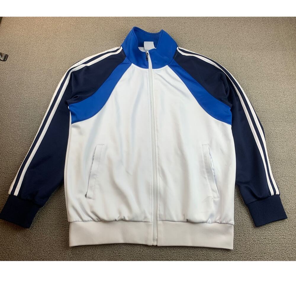 Sports Essentials Men's‎ S White Blue Navy Full Zip Up Athletic Track Jacket